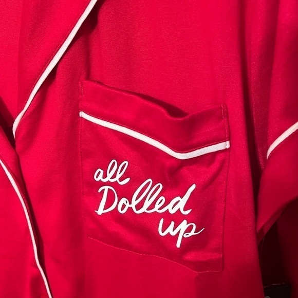 Kate Spade Red ‘all dolled up’ Red Cropped Pajama/Lounge Set Sz M NWT - Picture 4 of 7